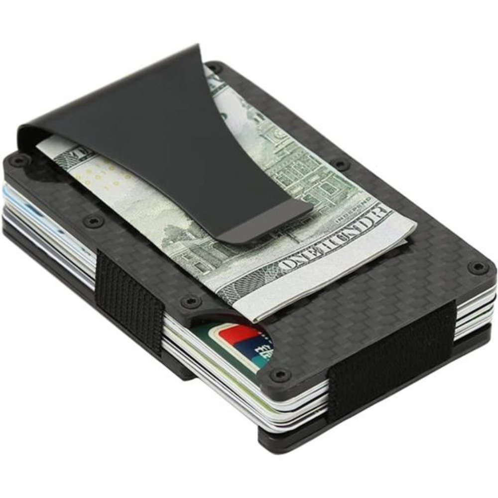 DERCLIVE Carbon Fiber Wallet Metal Money Clip Wallet RFID Wallet Aluminum
